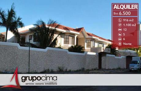 Lujosa Casa En Alquiler En Equipetrol 6.500 $us
