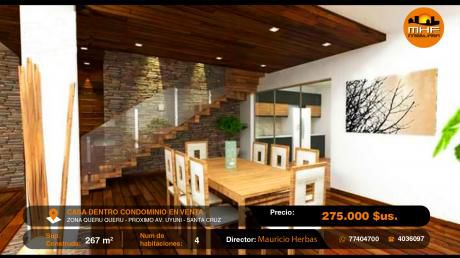 Estrene Moderno Chalet En Condominioo Cerrado Zona Queru Queru