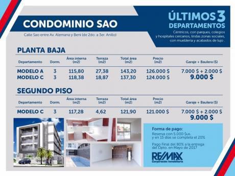 3 Últimos Departamentos En Venta - Condominio Sao