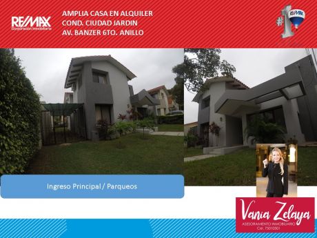 Amplia Casa En Alquiler - Cond. Ciudad Jardin