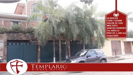 Alquiler.- 1,000 $us Casa 3 Dorm Zona Santos Dumont 3er Anillo