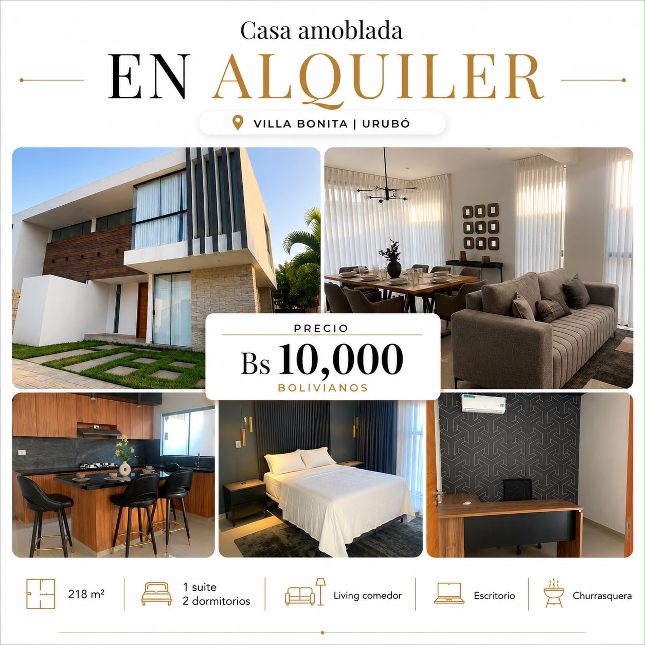 Casa en alquiler en Urubó