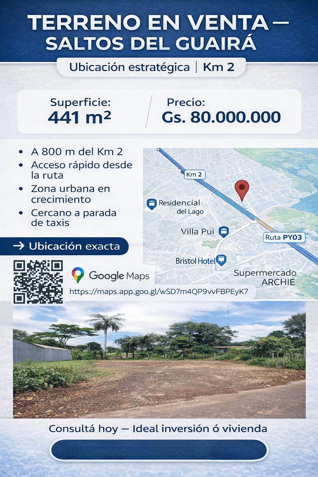 VENDO TERRENO EN SALTO DEL GUAIRA — foto 2