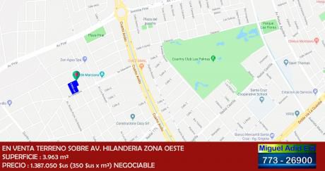 En Venta Terreno Sobre Avenida Zona Oeste