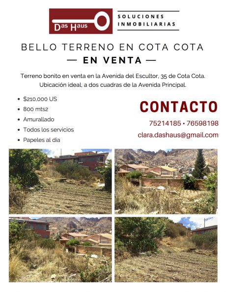 Bello Terreno En Venta, Cota Cota