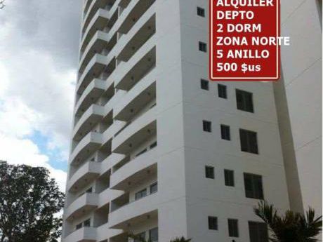 Alquiler.- 500 $us Norte Depto 2 Dorm Zona 5 Anillo