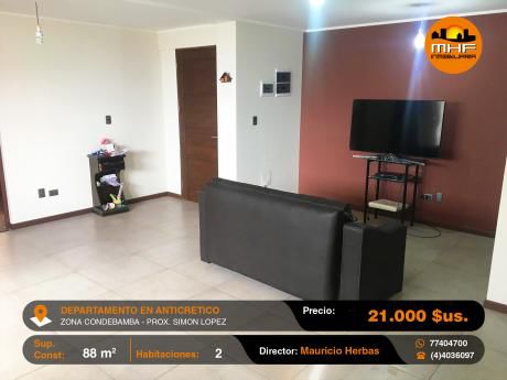 Depto Nuevo Anticretico 2 Dormitorios Prox. Simón Lopez Condebamba