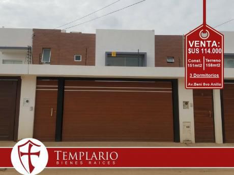 Av. Beni 8vo Anillo - Casa A Estrenar - Venta: $us 114.000