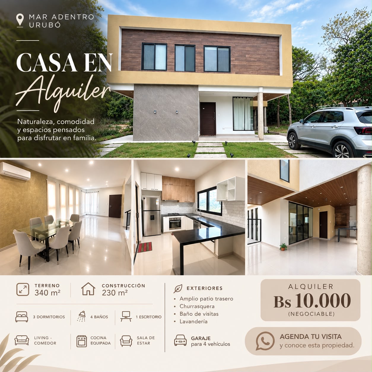 Casa en alquiler en Urubó