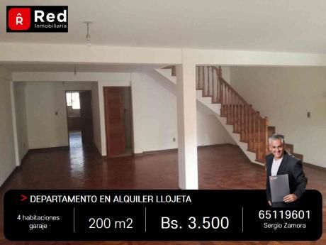 Departamento En Alquiler En Llojeta