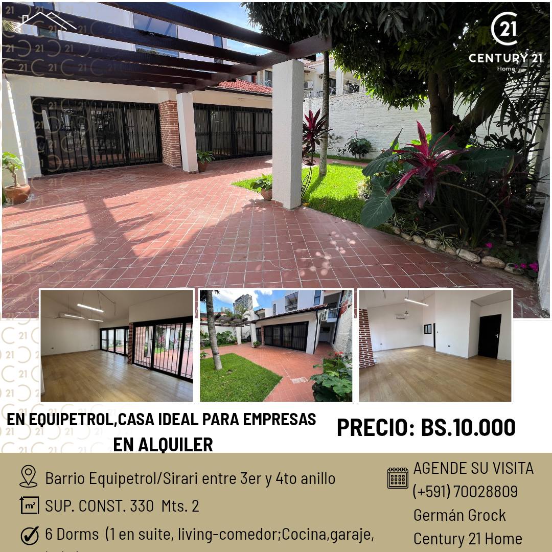 Casa en alquiler en Equipetrol