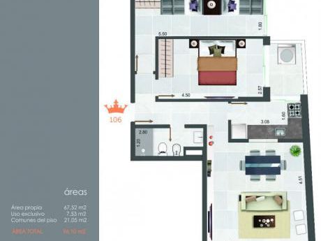 2 Dorm, 96m2!, Terraza, Orientado Al Sol! Estrena 2018