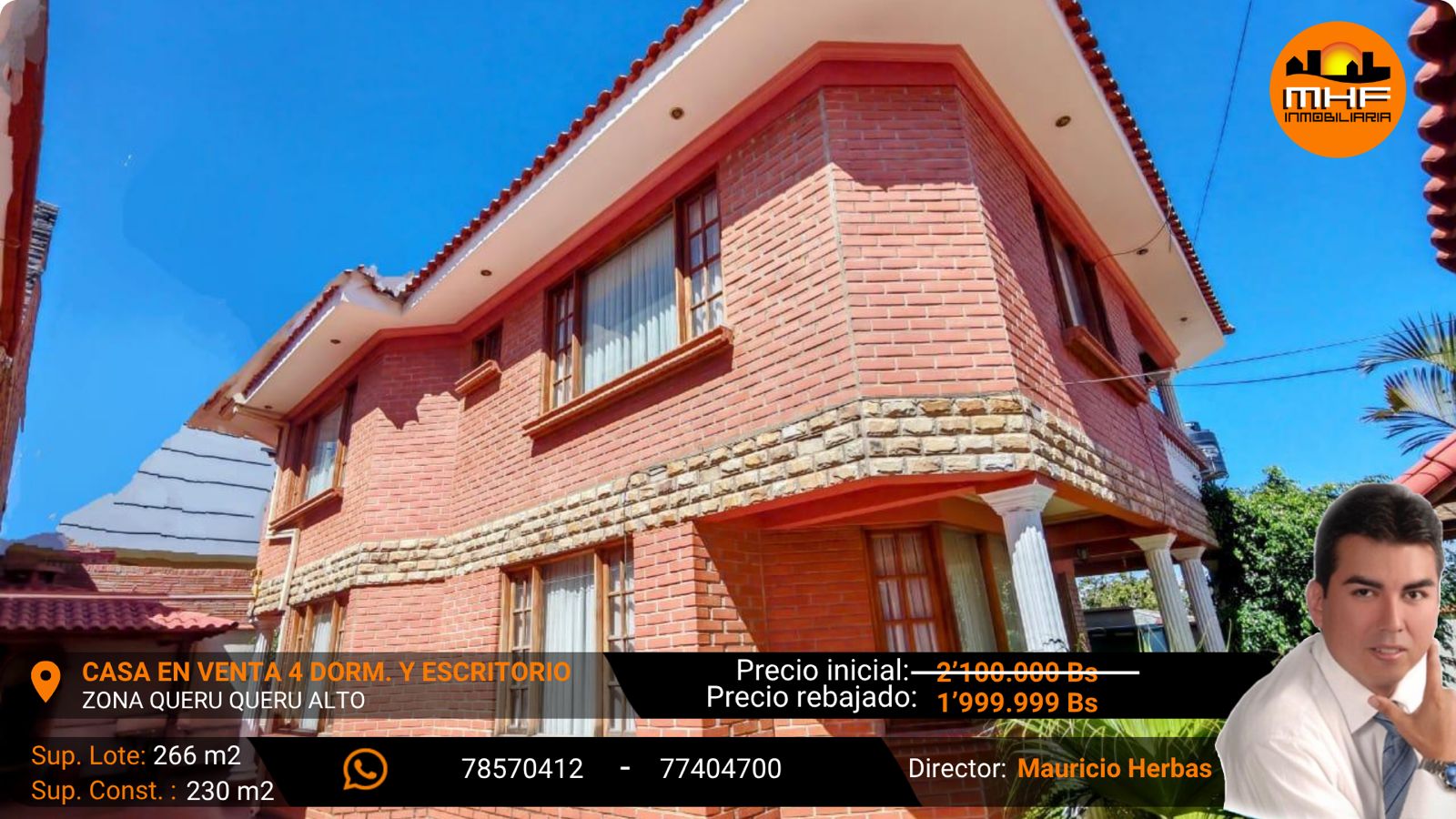 ¡SUPER OFERTA! CASA EN VENTA 4 DORM. ESCRITORIO QUERU QUERU ALTO CBBA.