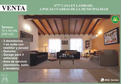 0777 Casa En Lambare, A Pocas Cuadras De La Municipalidad