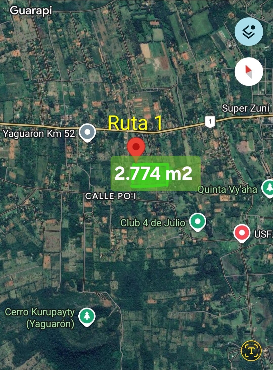 Vendo Imponente Terreno De 2.775 M2 en Yaguarón Km.53 a 200 m de La Ruta Py01 — foto 2