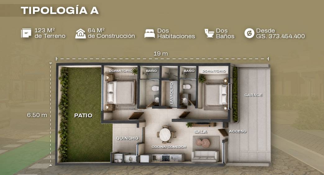 Dúplex 2 dorm. en Barrio Cerrado Arandú | Luque — foto 3