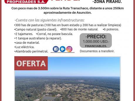 Vendo 1200 Has. Sobre Ruta Transchaco!