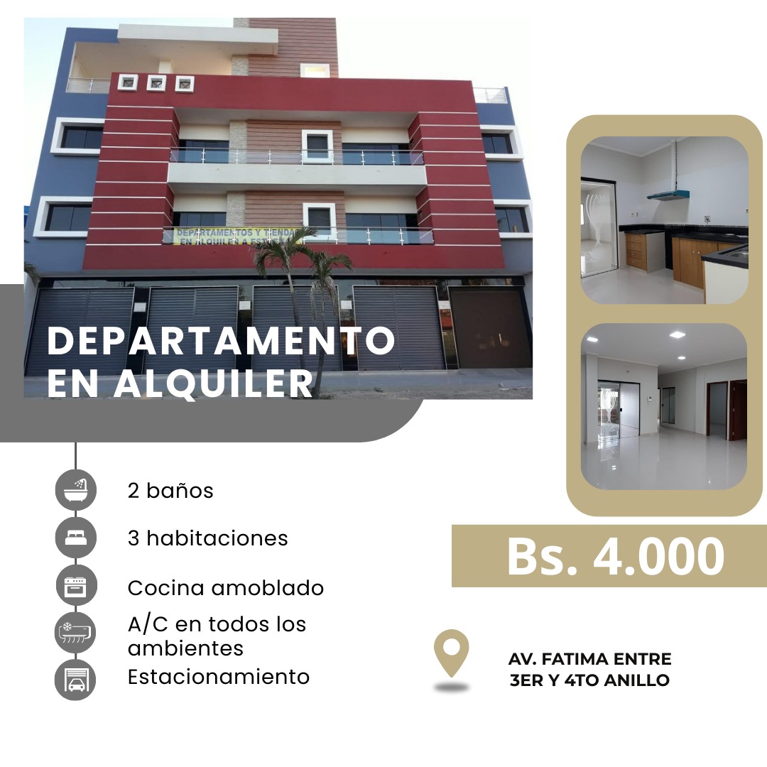 Departamento En Alquiler, 3 Dormitorios, doble via
