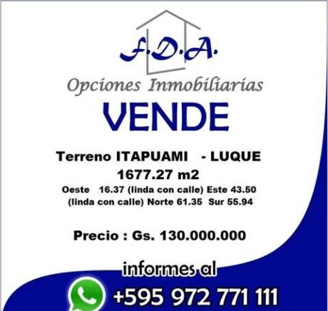 Vendo 1677 M2 Itapuami Luque