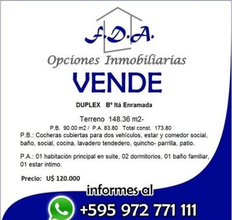 Vendo Duplex A Estrenar Ita Enramada