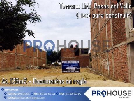¡antes: $65 Mil - Ahora: $59.9 Mil!: Remato Terreno Urb. Rosas De América - 128 M2