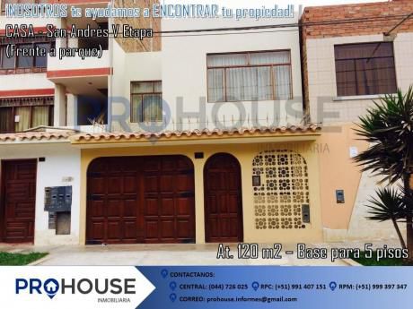 Venta: Excelente Casa Frente A Parque En Urb. San Andres V - Etapa (120 M2)
