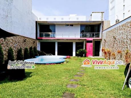 Hermosa Casa En Venta De 02 Pisos Con Piscina En Urb. El Golf