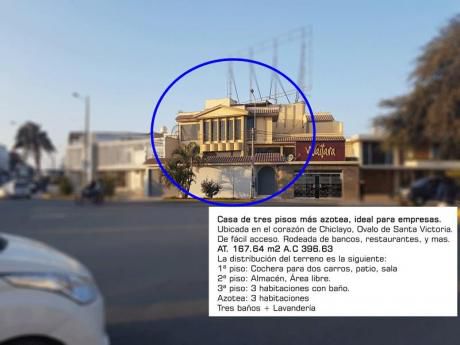 Alquilo Casa Para Oficina En Ovalo Santa Victoria De Chiclayo