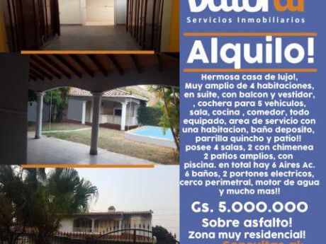 Alquilo Hermosa Casa En Asuncion, Barrio Los Laureles!