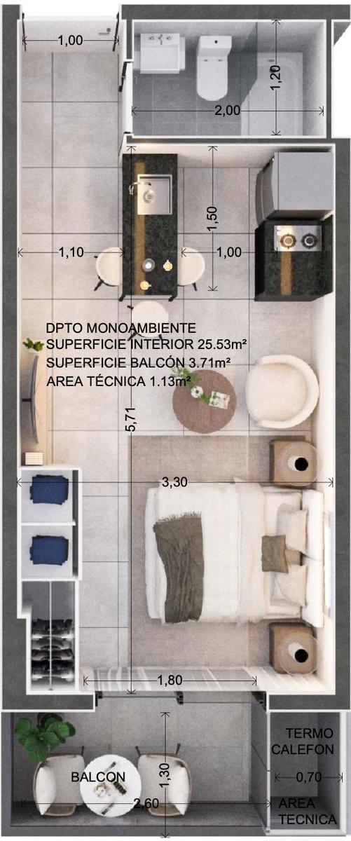 Departamento a la venta monoambiente en Barrio Herrera Asuncion Edificio Inarco Herrera — foto 3
