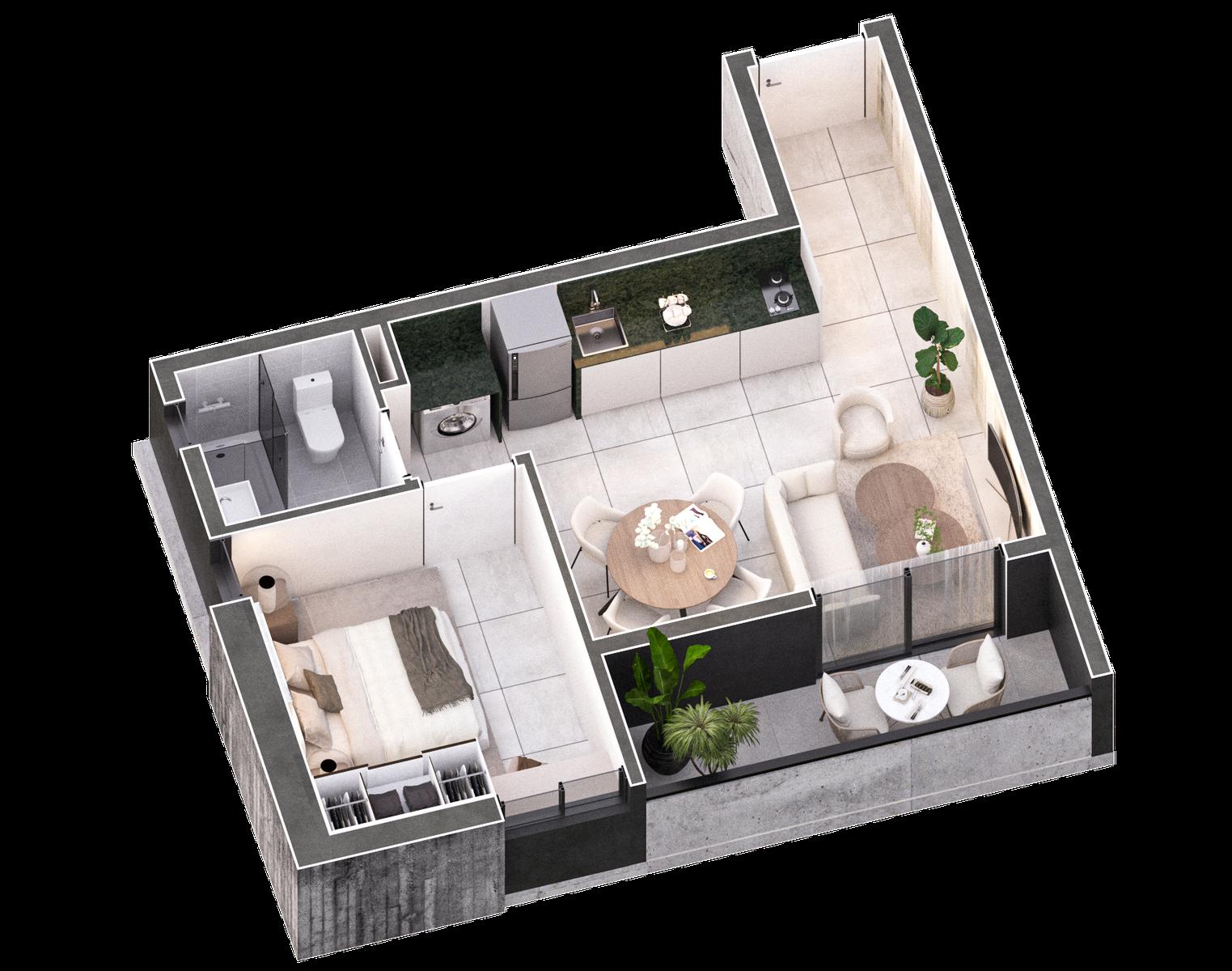 Departamento a la venta 1 dormitorio 44m2 en Barrio Herrera Asuncion Edificio Inarco Herrera — foto 2