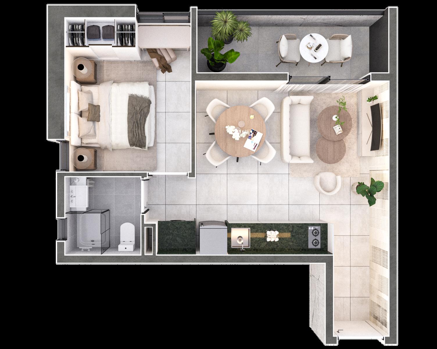 Departamento a la venta 1 dormitorio 44m2 en Barrio Herrera Asuncion Edificio Inarco Herrera — foto 3