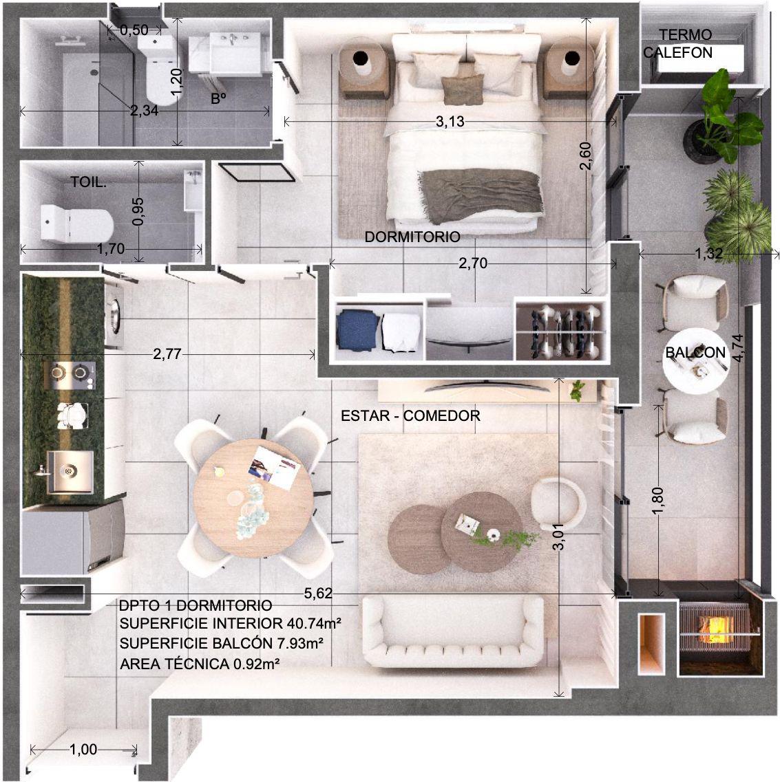 Departamento a la venta 1 dormitorio 50m2 en Barrio Herrera Asuncion Edificio Inarco Herrera — foto 2
