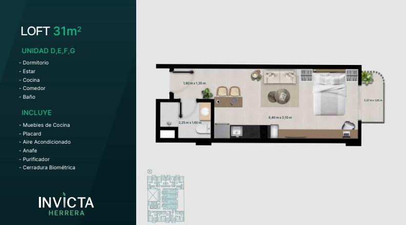 Departamento en venta monoambiente barrio Herrera Asunción Edificio Invicta Herrera — foto 2