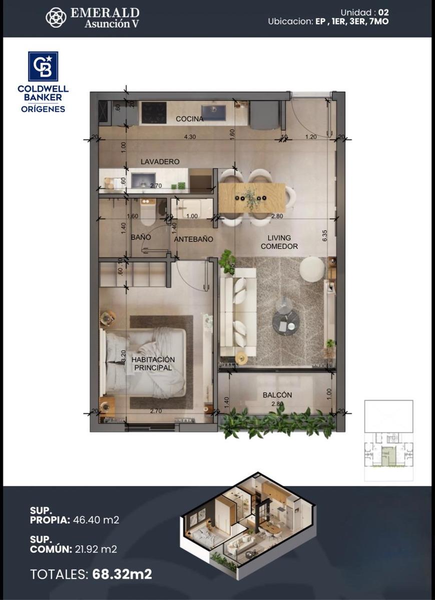 En venta departamento de 1 habitación en Asunción barrio las lomas Emerald v — foto 2