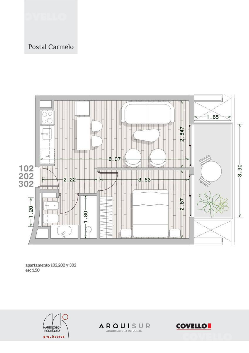 Apartamento en alquiler un dormitorio Edificio Postal Carmelo · Photo 11