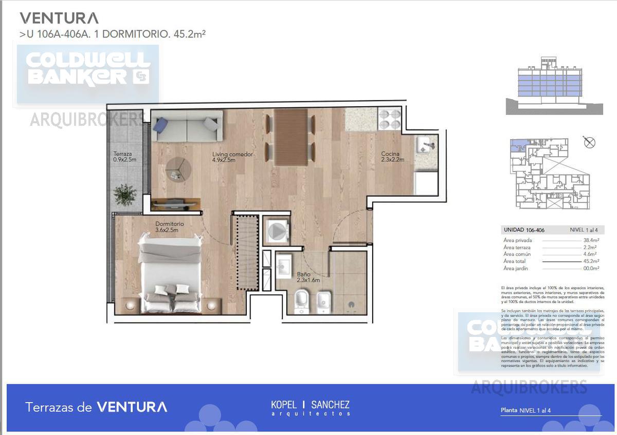 Apartamento en alquiler en La Blanqueada de 1 dormitorio - 306 · Foto 5