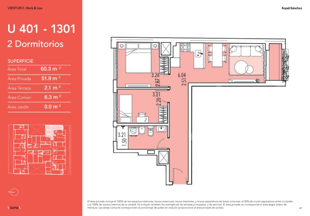 Ventura Soho Apto.1301 2 Dormitorios Piso Alto · Foto 5