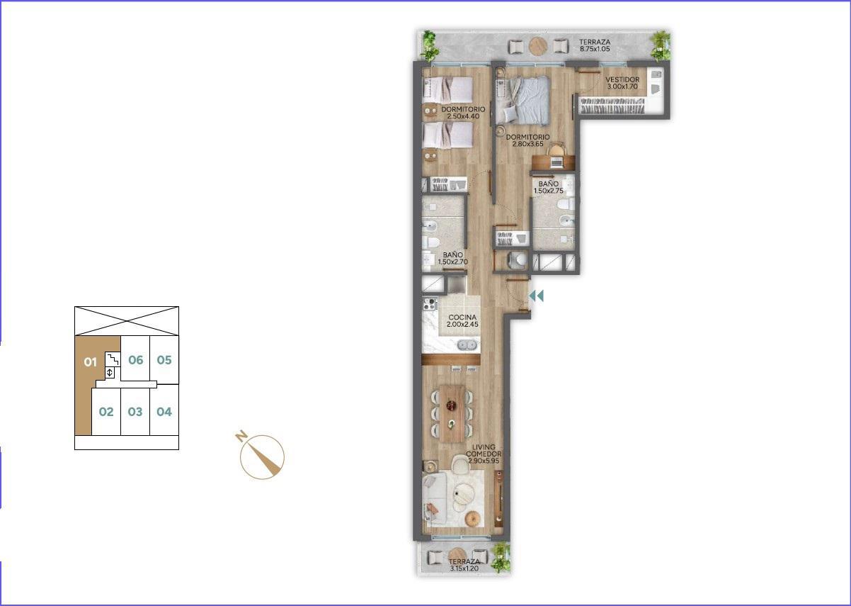 Apartamento de dos dormitorios en alquiler en Punta Carretas - 101 · Foto 7