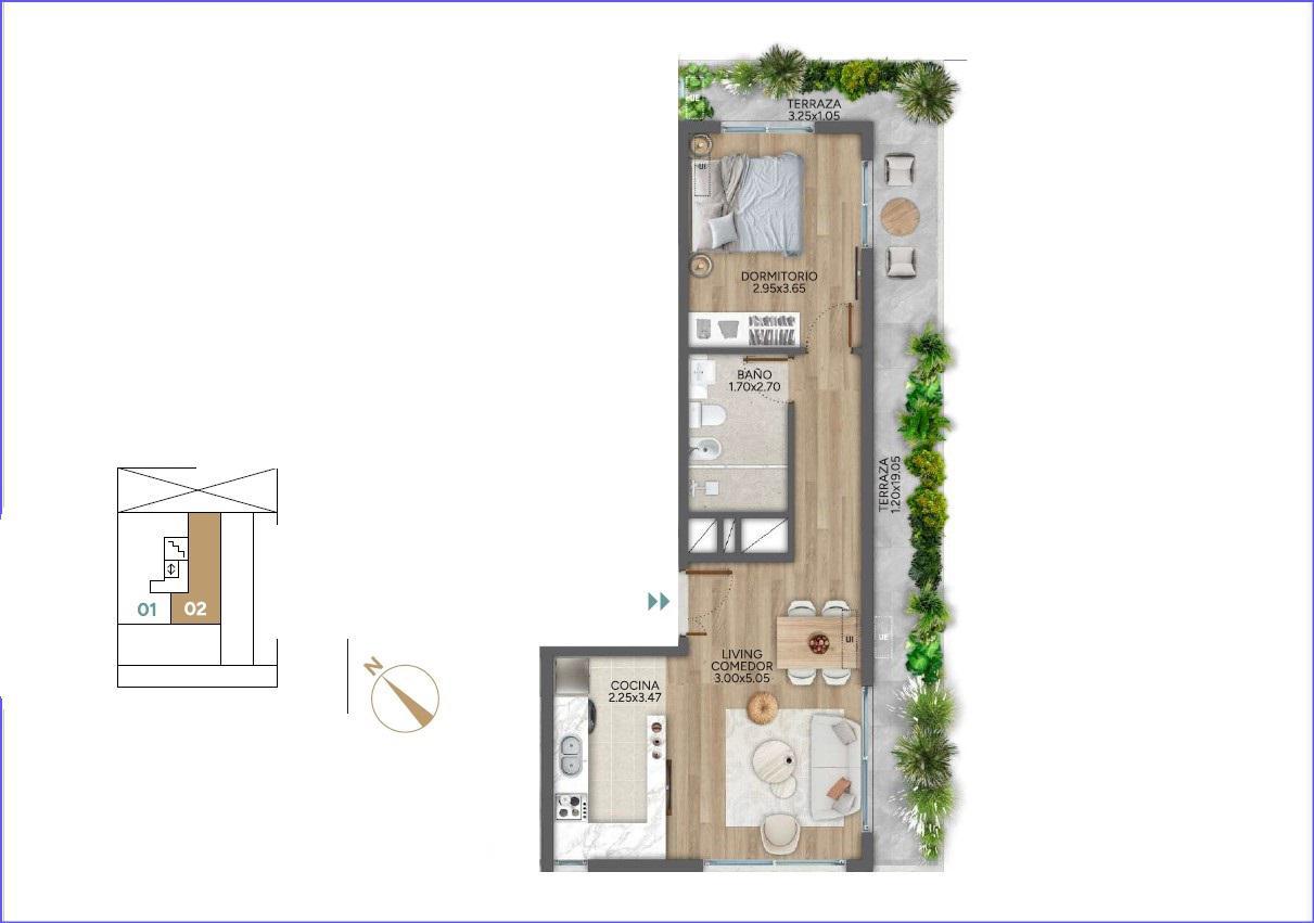 Apartamento penthouse de un dormitorio en alquiler en Punta Carretas - 1002 · Foto 8
