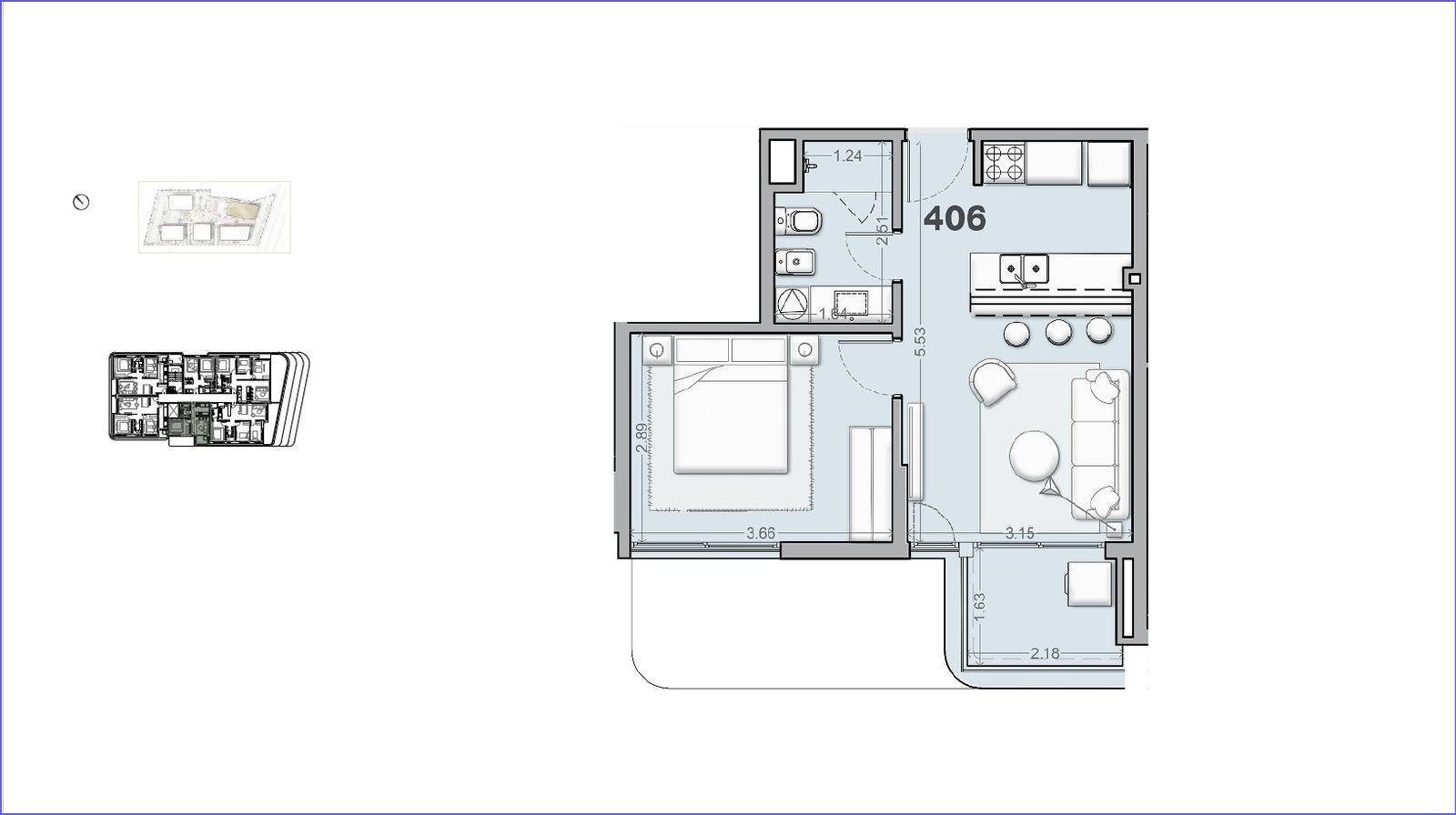 Apartamento de un dormitorio en alquiler en Barra de Carrasco - 406 · Foto 3