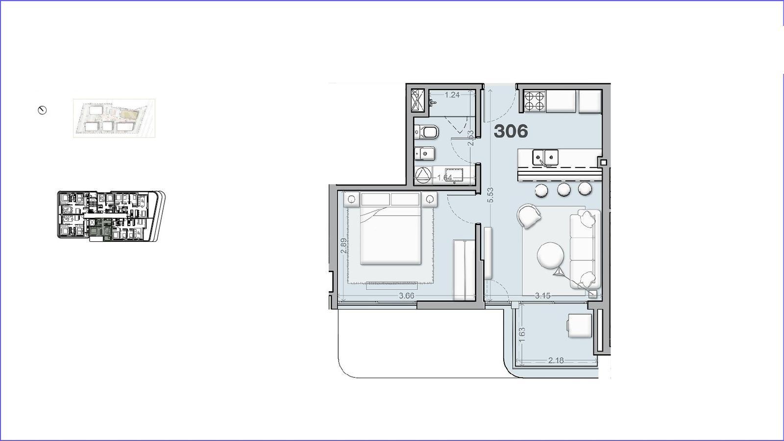 Apartamento de un dormitorio en alquiler en Barra de Carrasco - 306 · Foto 2