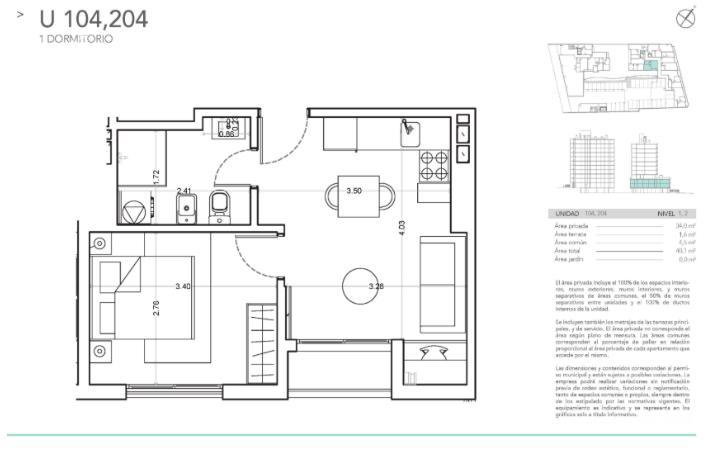 Apartamento de 1 dormitorio en alquiler en La Blanqueada - 104A · Foto 4