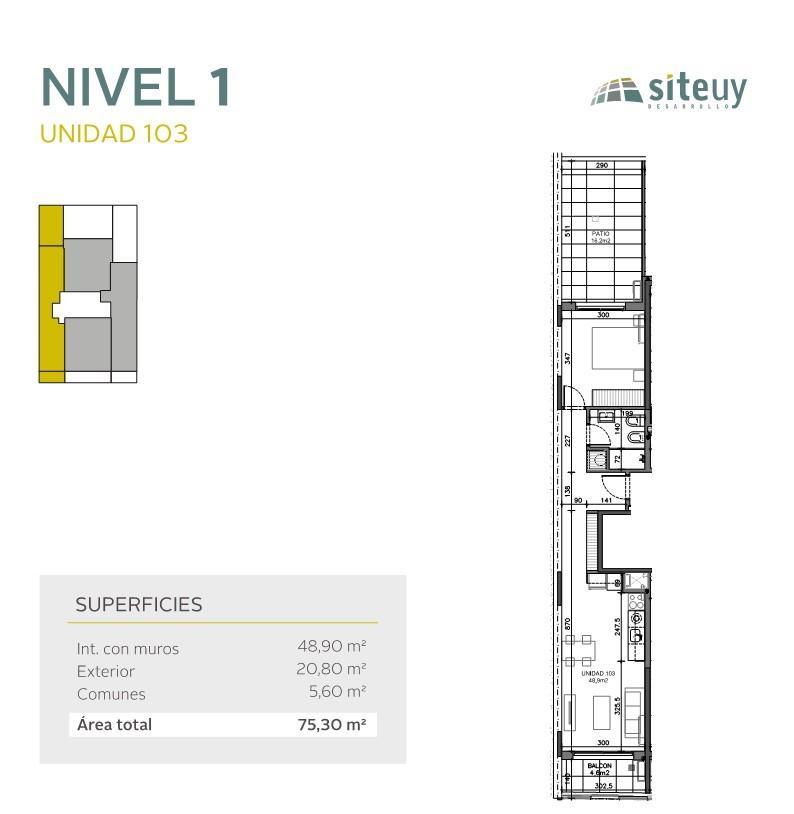 Site Narvaja (103) - Venta y/o Alquiler Apartamento 1 Dormitorio con Patio en Cordón | A Estrenar! · Foto 2