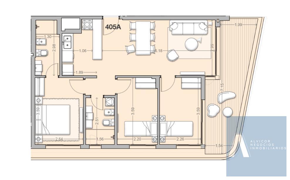 Apartamento de 3 Dormitorios en Alquiler, Incluye Garaje, Barra de Carrasco AP9863009 · Foto 2