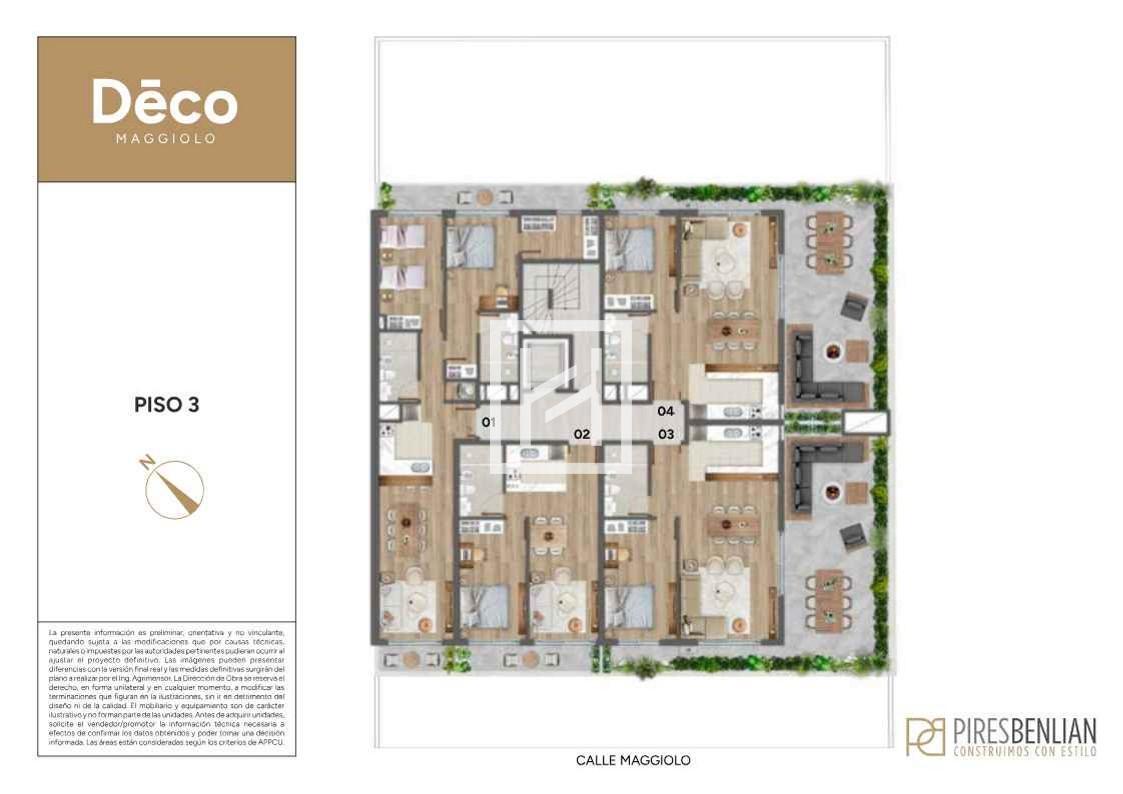 Deco Maggiolo (002) - Venta/Alquiler de Apartamento 1 Dormitorio con Patio en Parque Rodó - ESTRENA · Foto 12