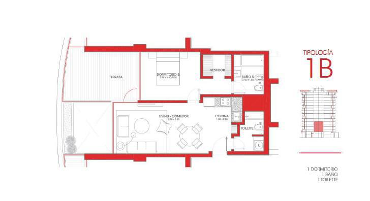 Apartamento de un dormitorio en alquiler en Parque Roosevelt - 208 · Foto 5