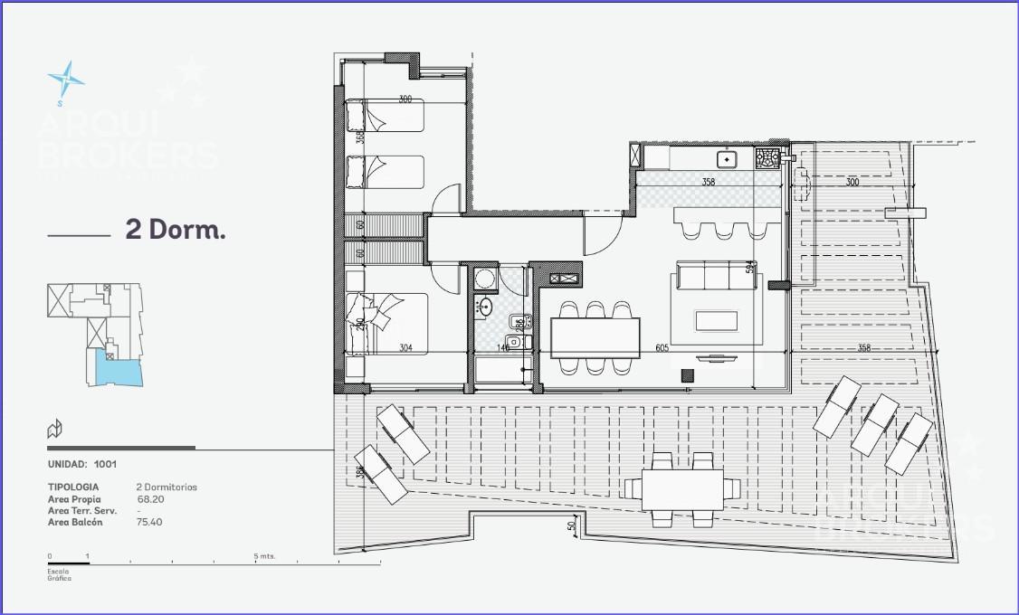 Apartamento penthouse dos dormitorios en alquiler con garaje opcional en Barrio Sur - 1001 · Foto 7