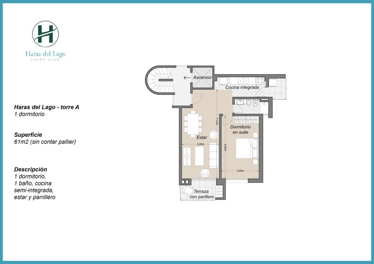 Apartamento de un dormitorio en alquiler en Haras del Lago - A104i · Foto 3