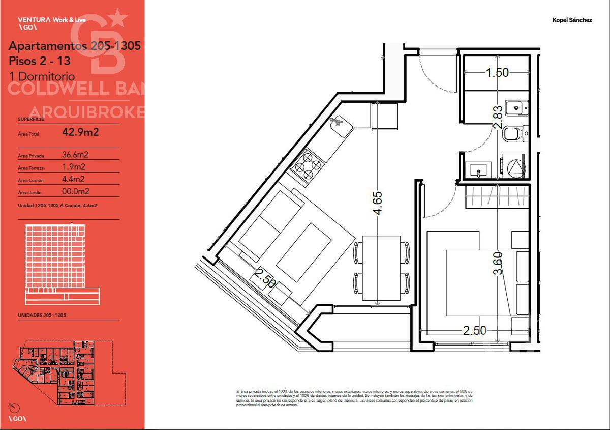 Apartamento de 1 dormitorio en alquiler en Cordón - 1305 · Foto 4